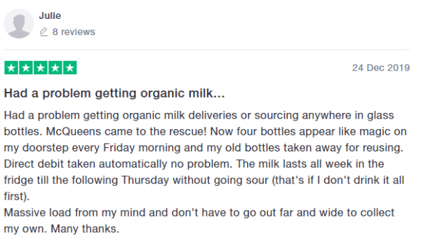 Organic milk delivery 