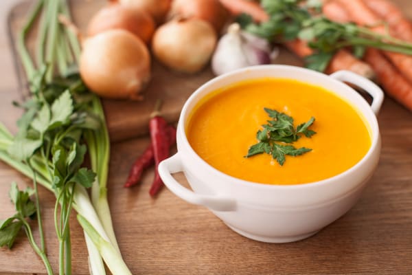 Creamy carrot soup with milk 