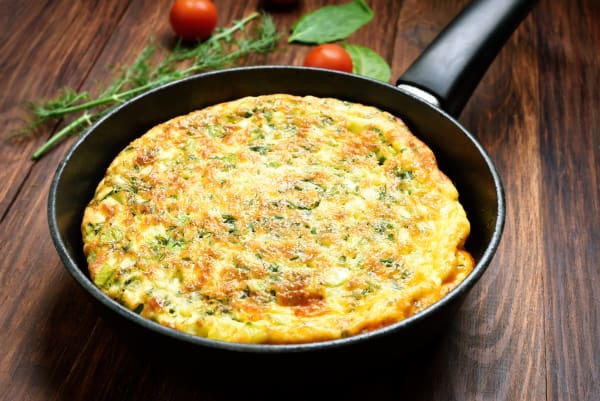 Stir-fried vegetable omelette.