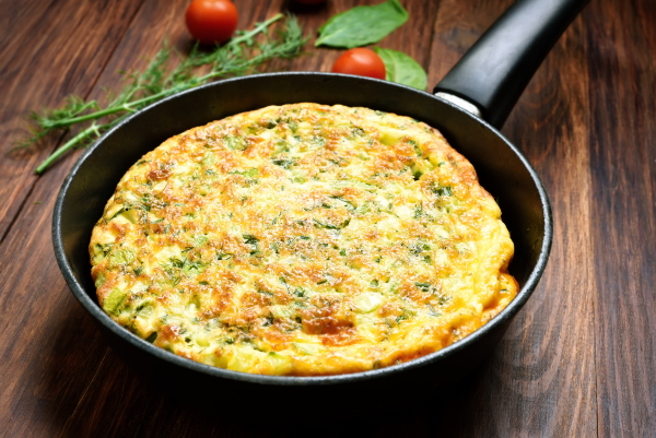 Stir-fried vegetable omelette. 