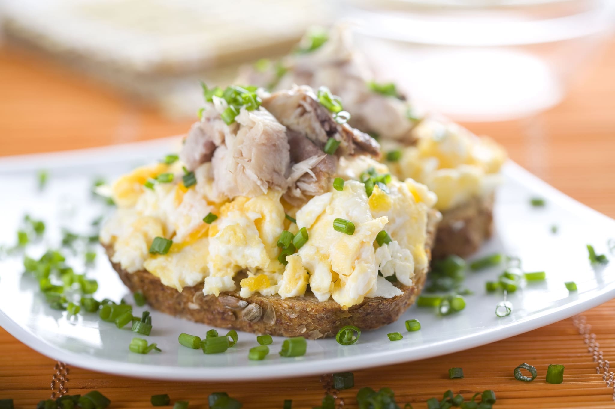 Smoked mackerel scrambled eggs