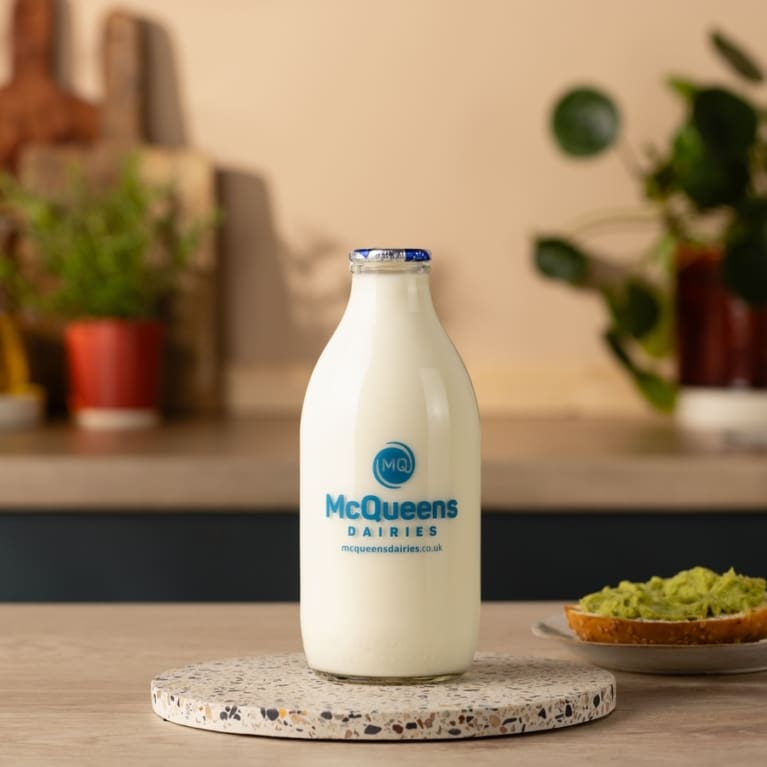McQueens Dairies – Fresh Organic Whole Milk – 1 Pint Re-Usable Bottle 2 – mcqueensdairies.co.uk